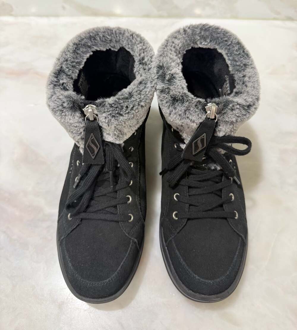 Skechers On-The-Go Encore - Elisa Black Faux Fur Winter Boots